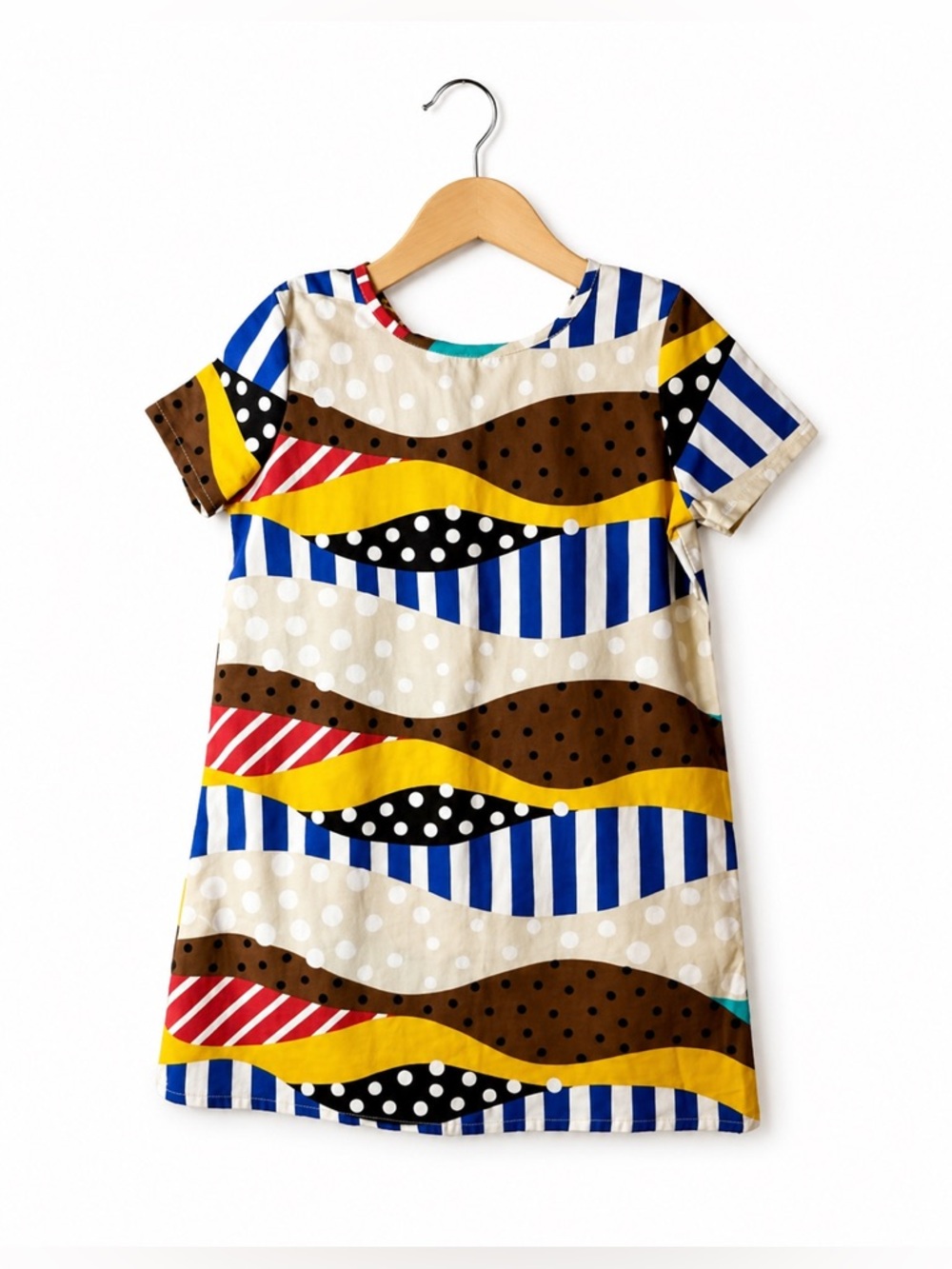 Glitter & Wit Girls Shift Dress Size 4 Colorblock Stripes Polka Dot Boutique